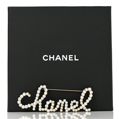 Chanel Metal Glass Swirling Pearls Brooch Pin Gold 5 of 5