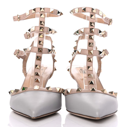 Valentino Garavani Calfskin Nappa Rockstud Ankle Strap 65mm Pumps 38 Pastel Grey Poudre 2 of 4