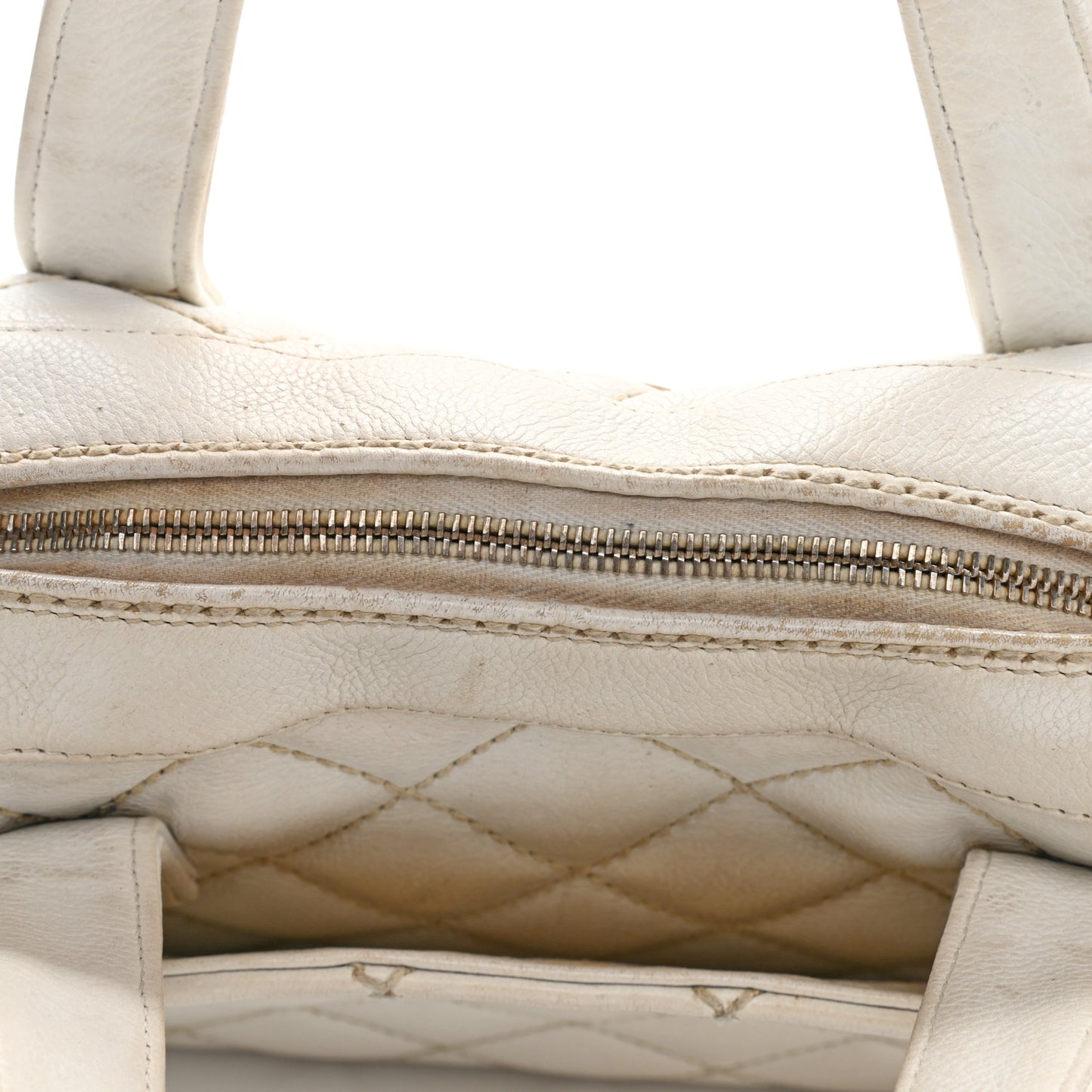 Calfskin Wild Stitch Top Handle Bag White