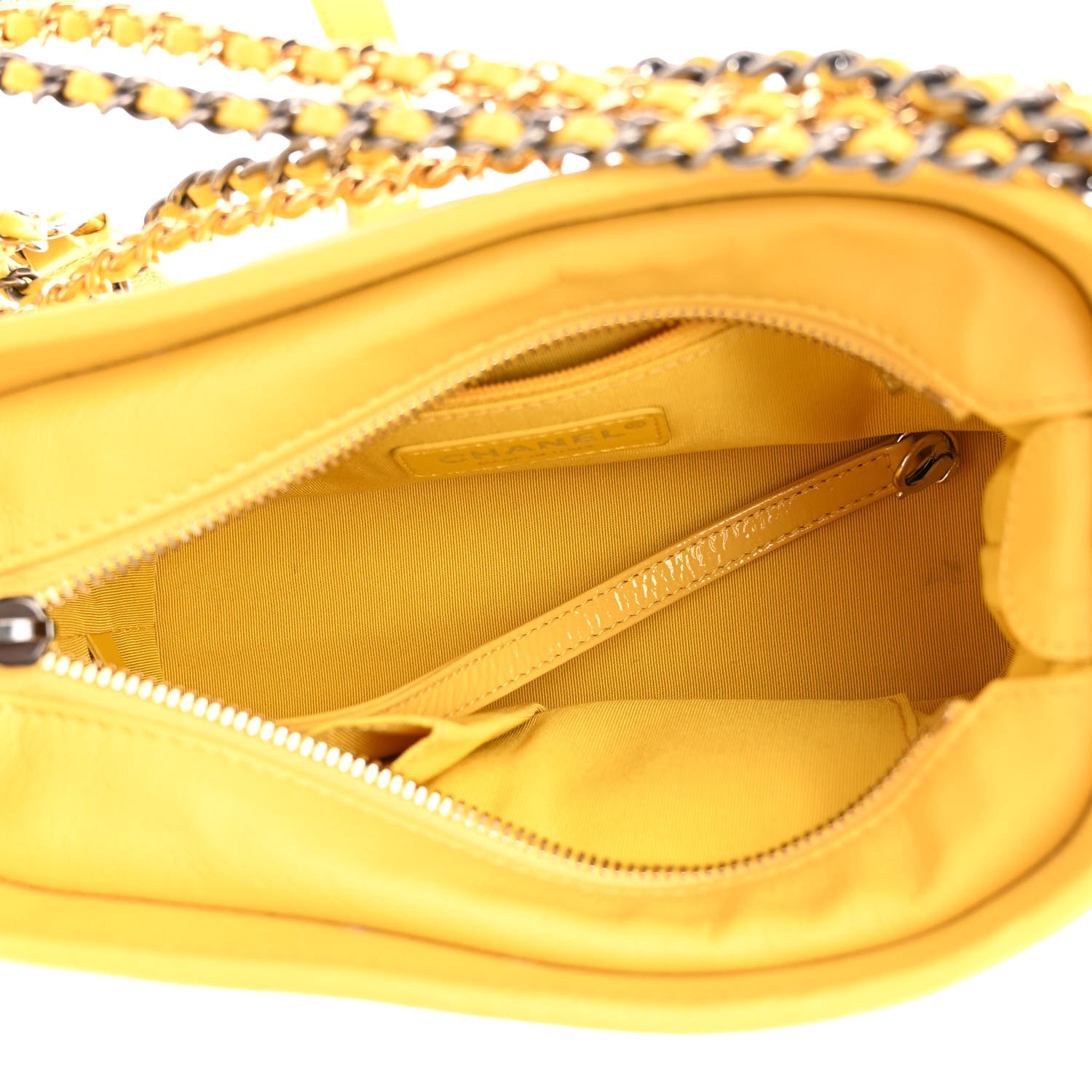 Chanel Patent Goatskin Quilted Small Gabrielle Hobo Yellow 5 of 10