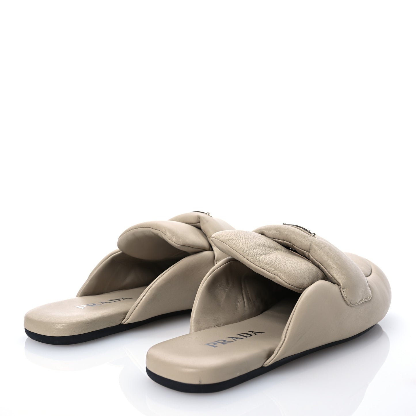 Nappa Soft Padded Metal Triangle Mules 39 Beige