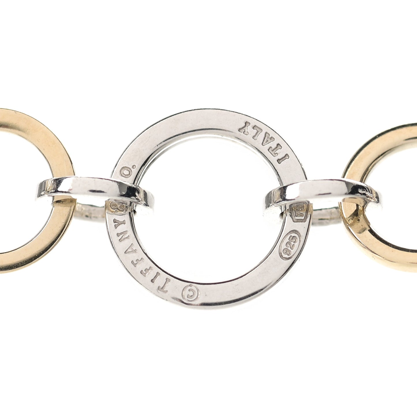 Sterling Silver 18K Yellow Gold Interlocking Circles Link Necklace
