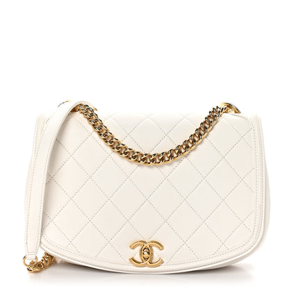 Chanel Calfskin Quilted Underline Flap White 1 of 10