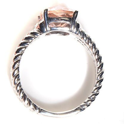 David Yurman Sterling Silver Diamond Morganite 10mm Petite Wheaton Ring 54 7 5 of 6