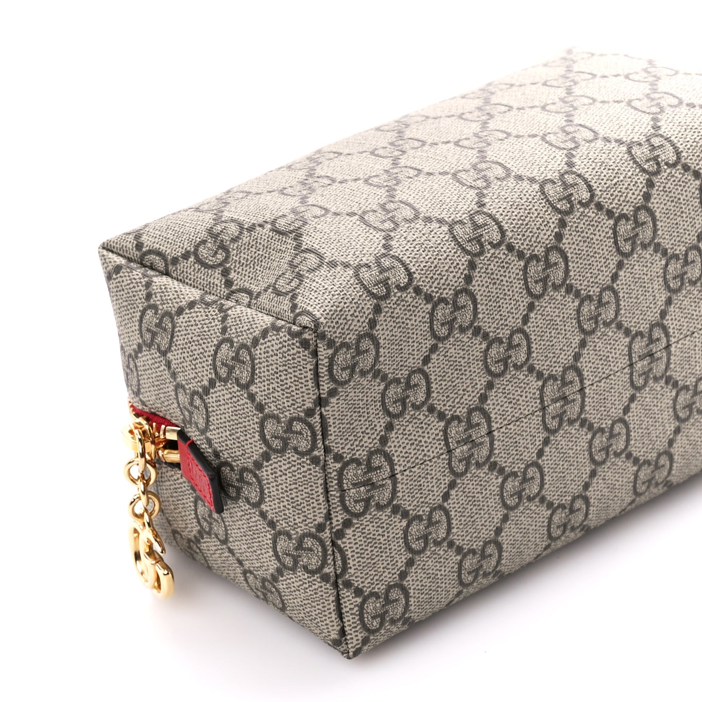 Soft GG Supreme Monogram Calfskin Medium Ophidia Cosmetic Case Beige Ebony Hibiscus Red