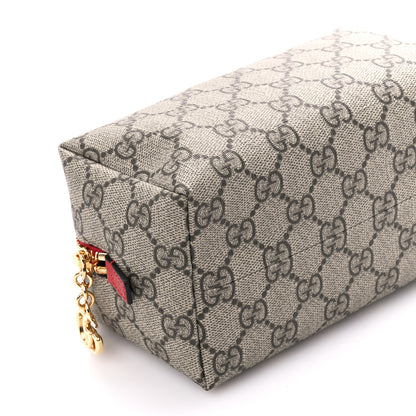 Gucci Soft GG Supreme Monogram Calfskin Medium Ophidia Cosmetic Case Beige Ebony Hibiscus Red 9 of 11