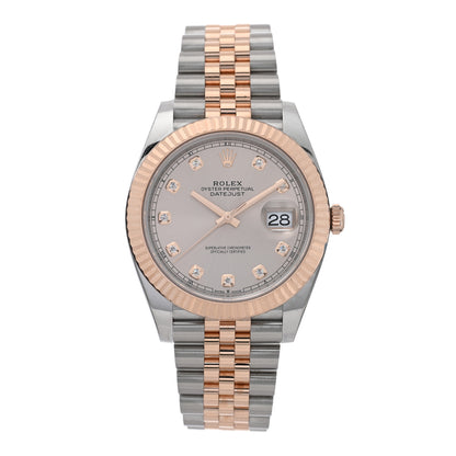 Rolex Stainless Steel 18K Everose Gold Diamond 41mm Oyster Perpetual Datejust Watch Silver 126331 1 of 5