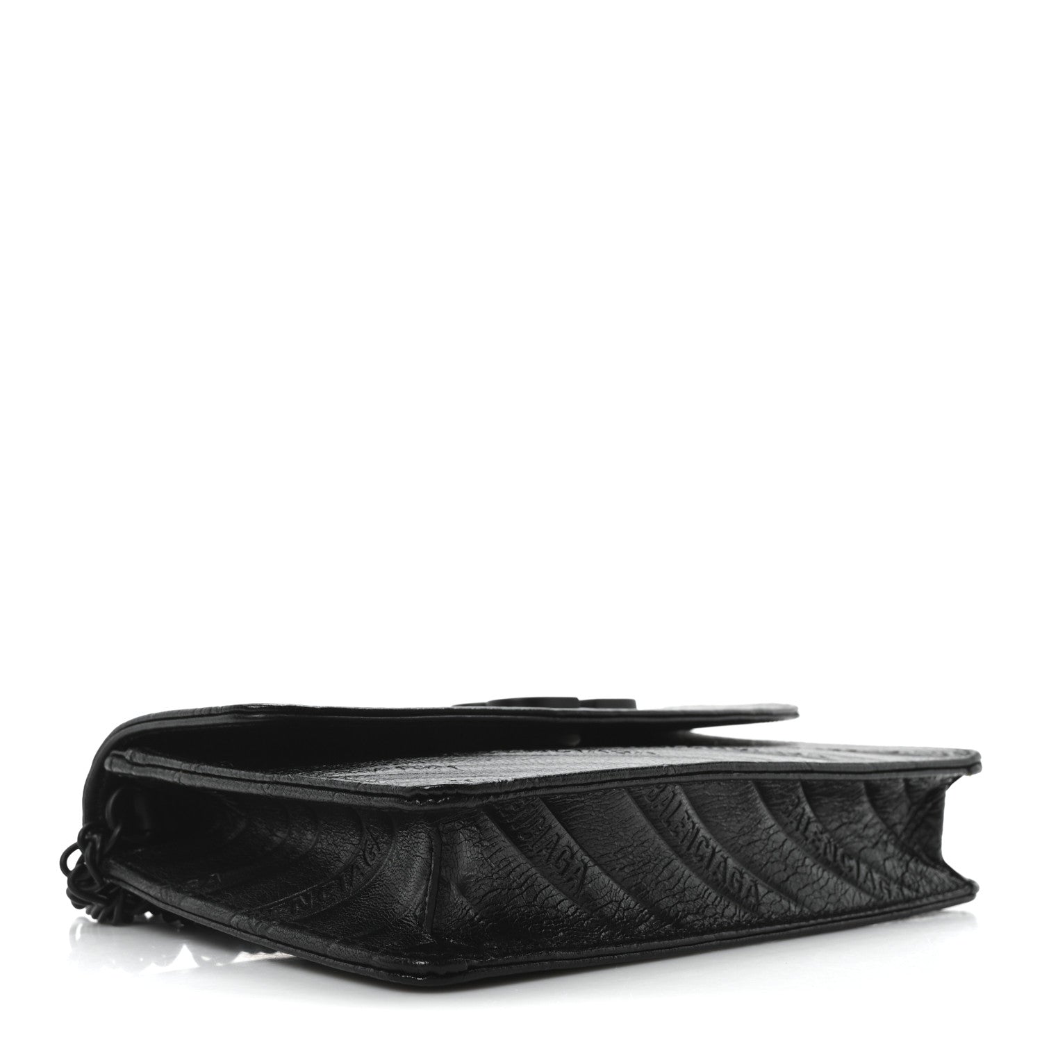 Balenciaga Shiny Goatskin Logo Embossed Monochrome BB Wallet On Chain Black 4 of 9