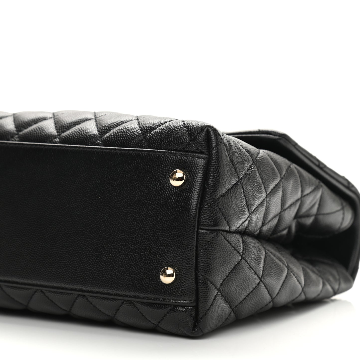Caviar Lizard Embossed Quilted Medium Coco Handle Flap Black
