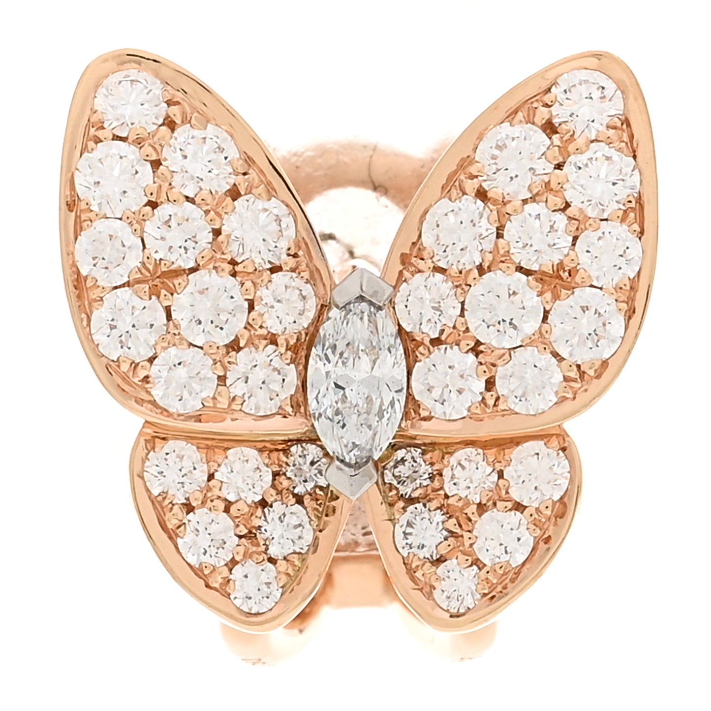 18K Rose Gold Diamond Butterfly Single Earring