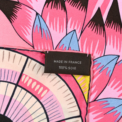 Hermes Silk The Savana Dance Wash 140 Scarf Rose Malabar Jaune Vieux Rose 6 of 6