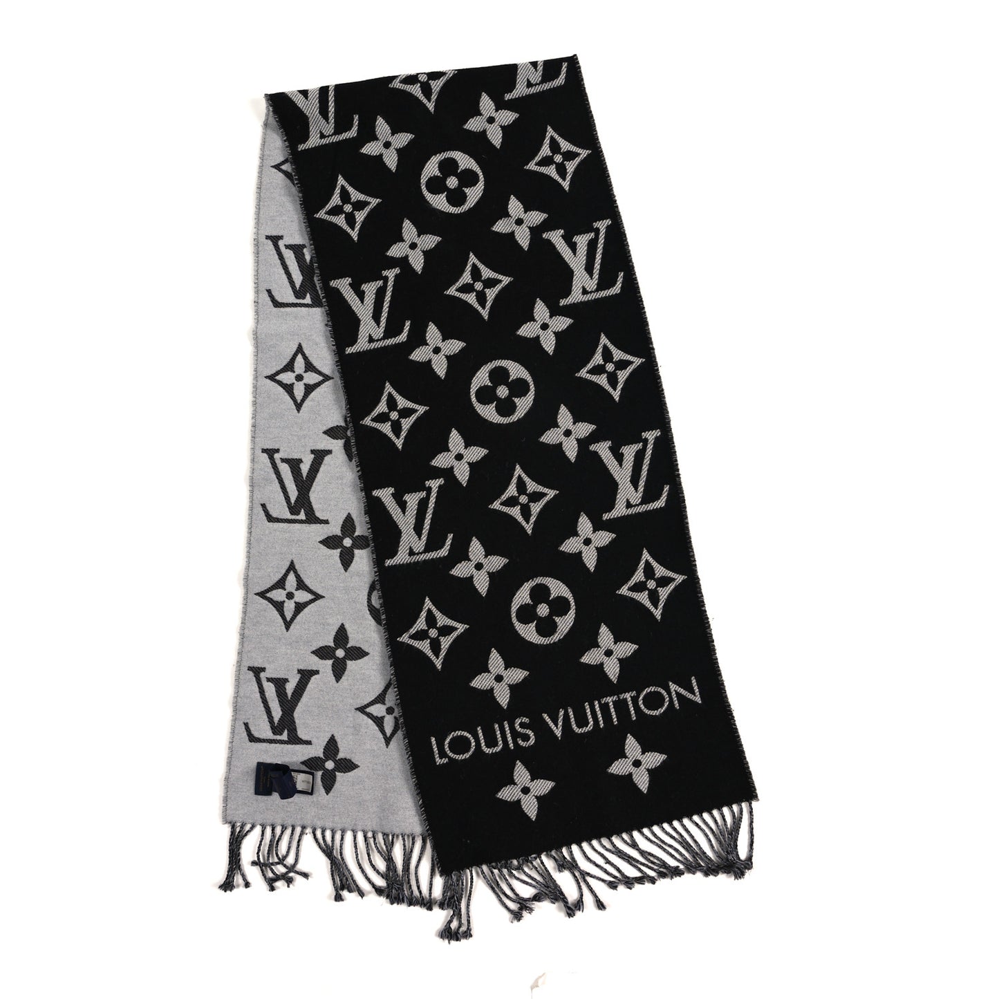 Wool Monogram LV Essential Scarf Black