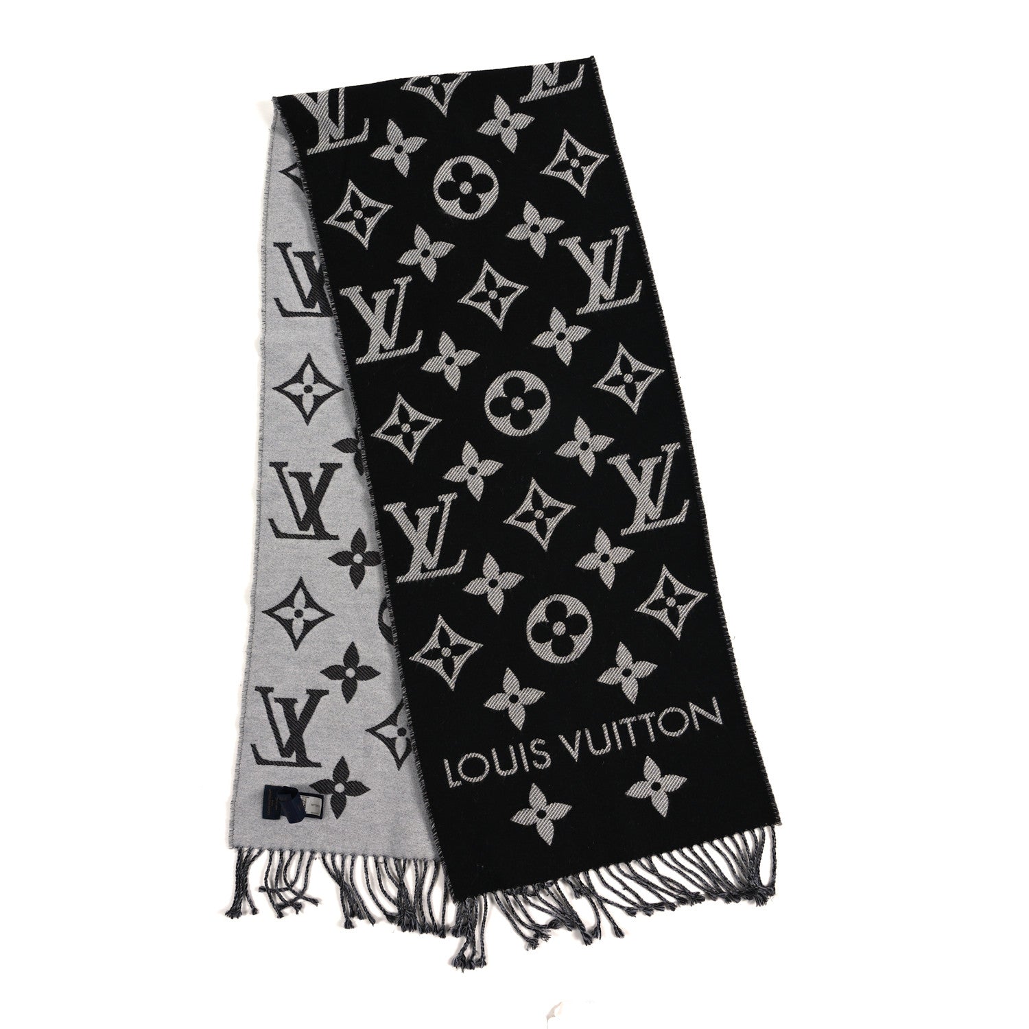 Louis Vuitton Wool Monogram LV Essential Scarf Black 2 of 3
