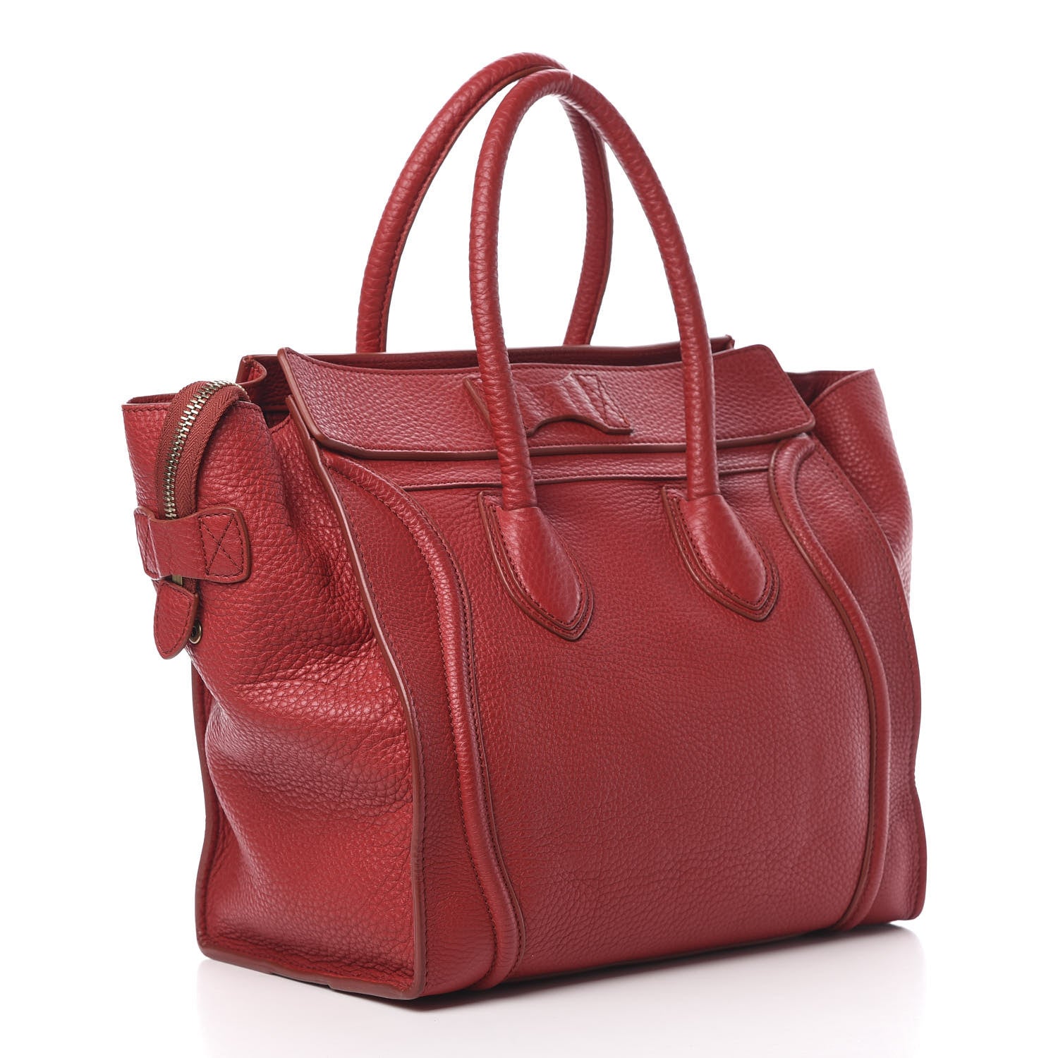 Celine Drummed Calfskin Mini Luggage Red 3 of 11
