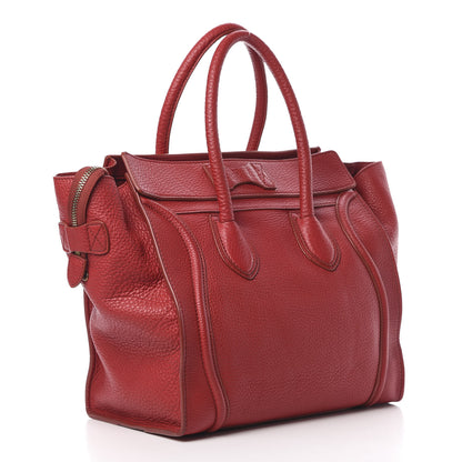 Celine Drummed Calfskin Mini Luggage Red 3 of 11