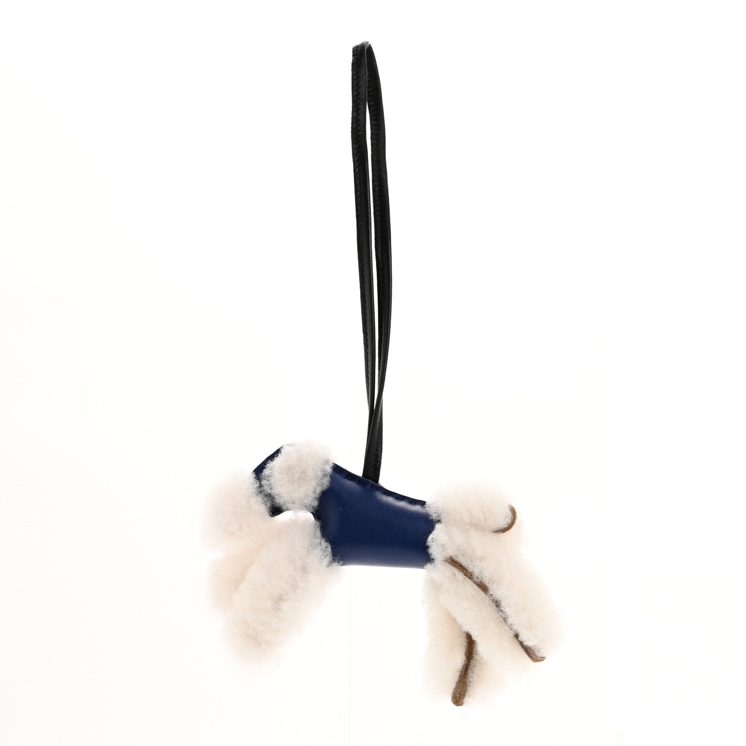 Hermes Milo Lambskin Shearling Budy Charm Bleu France Bleu Saphir 1 of 6