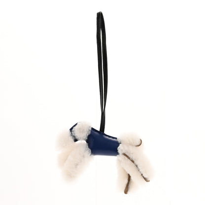 Hermes Milo Lambskin Shearling Budy Charm Bleu France Bleu Saphir 1 of 6
