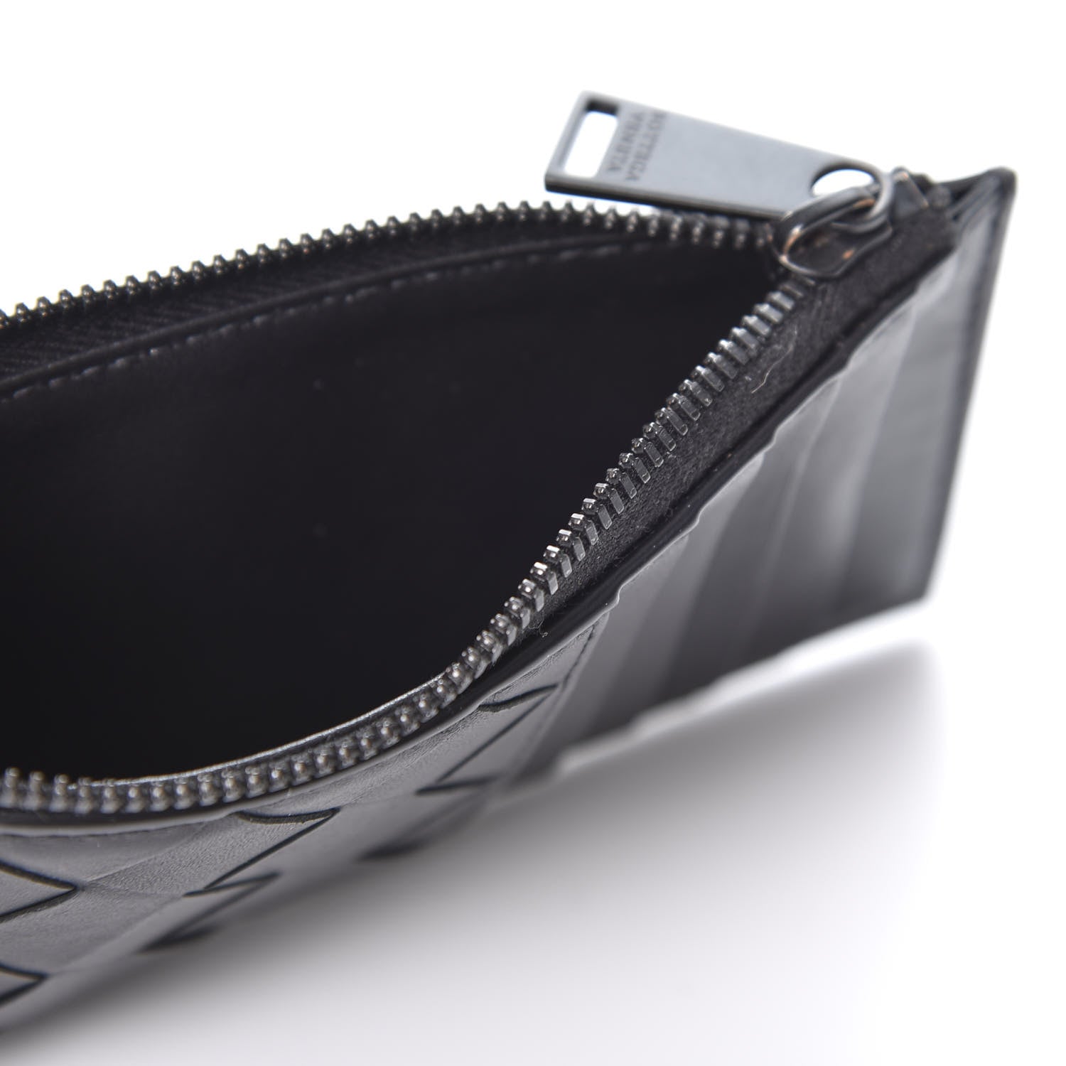 Bottega Veneta Calfskin Intrecciato Zip Card Holder Black 4 of 8