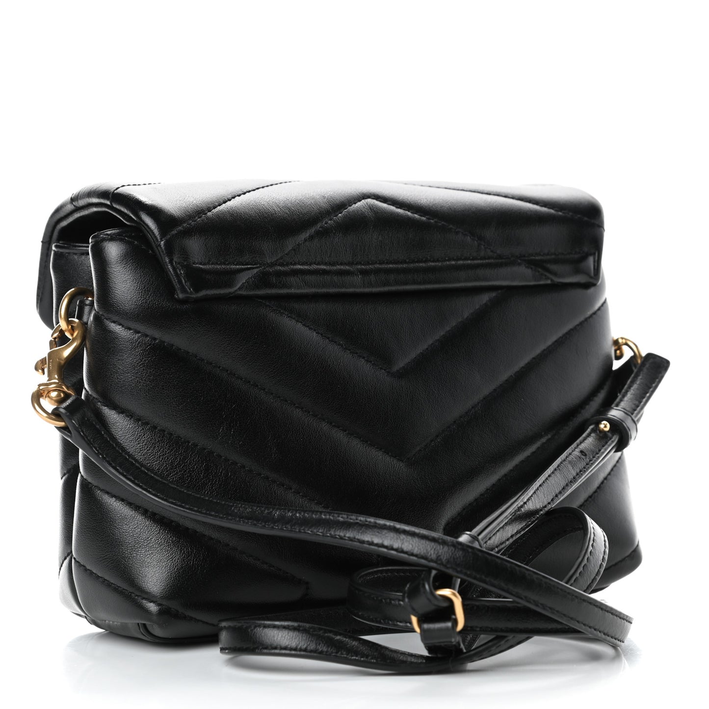 Calfskin Y Quilted Monogram Toy Loulou Crossbody Bag Black