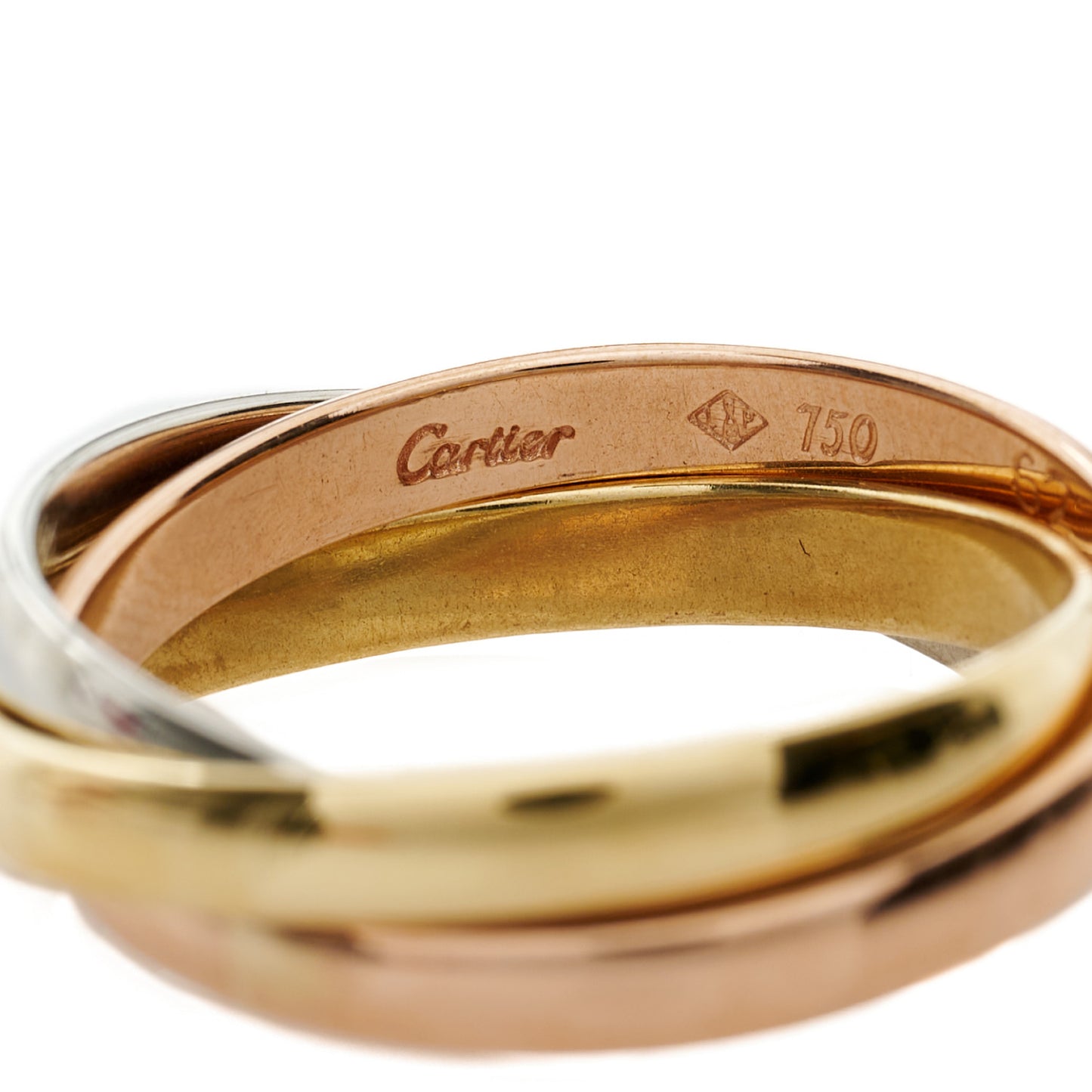18K Pink Yellow White Gold Small Trinity Ring 63 10.25