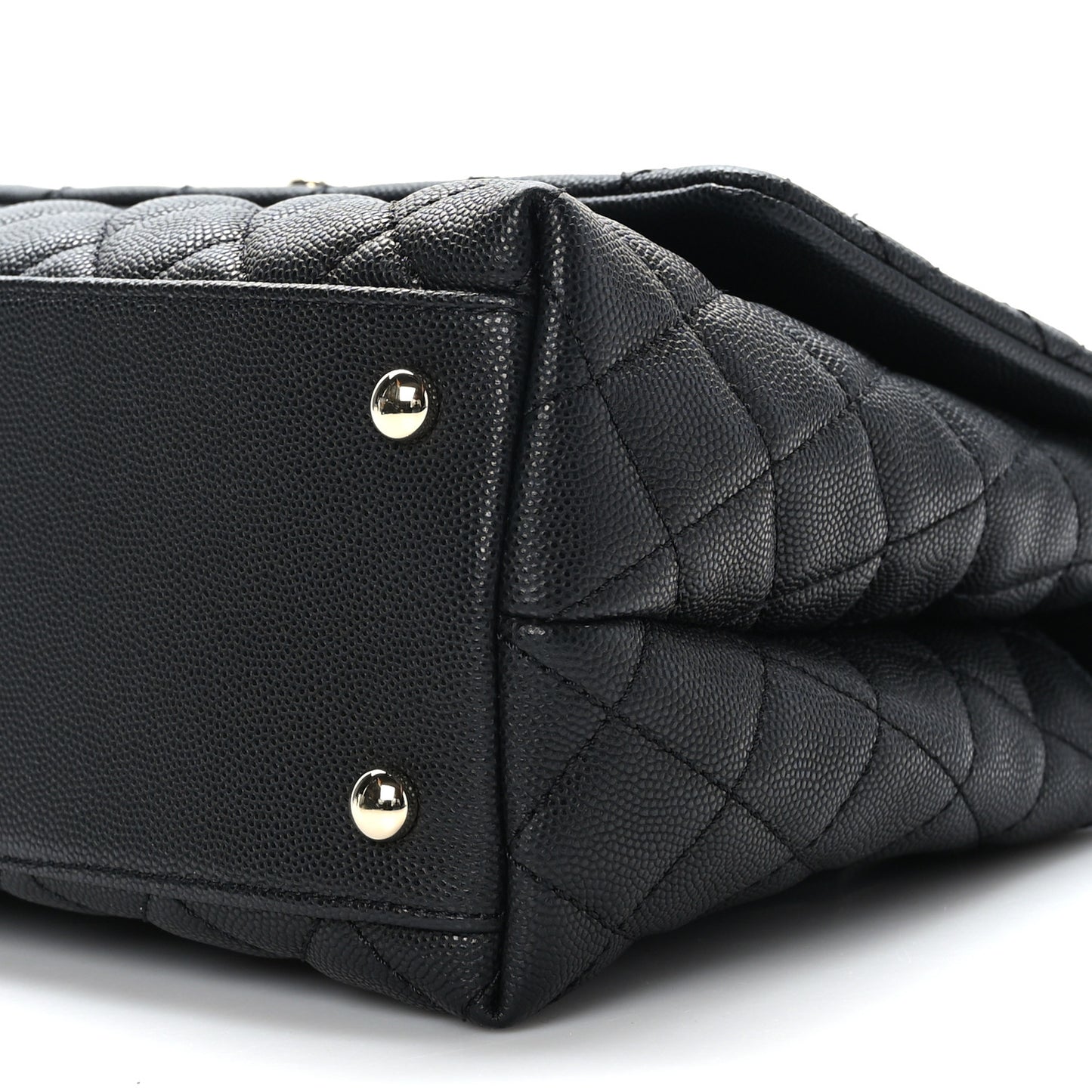 Caviar Quilted Small Coco Handle Flap Black