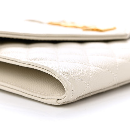 Saint Laurent Grain De Poudre Textured Mixed Matelasse Triquilt Monogram Clutch Blanc Vintage 11 of 13