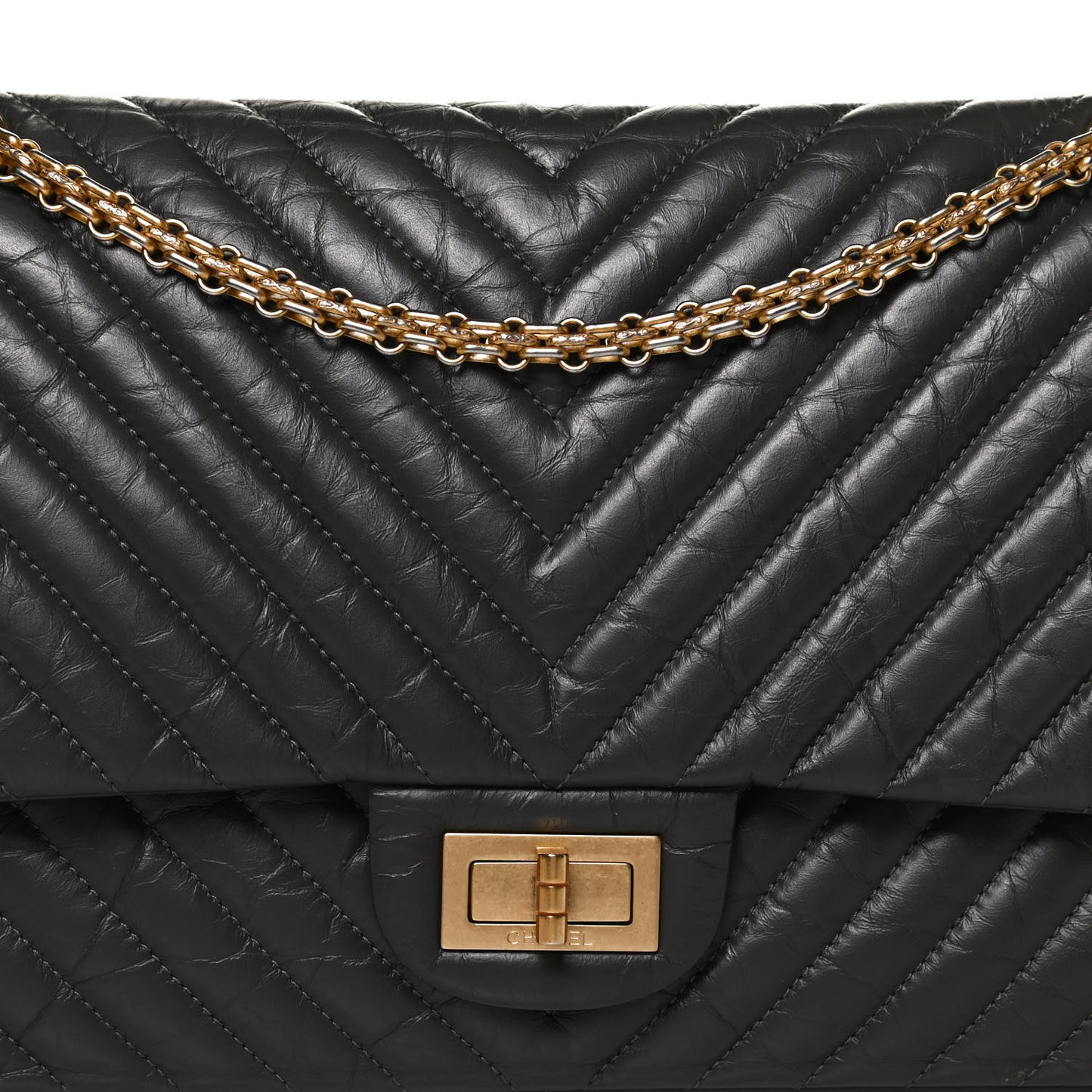Aged Calfskin Chevron Quilted 2.55 Reissue 227 Flap Grey