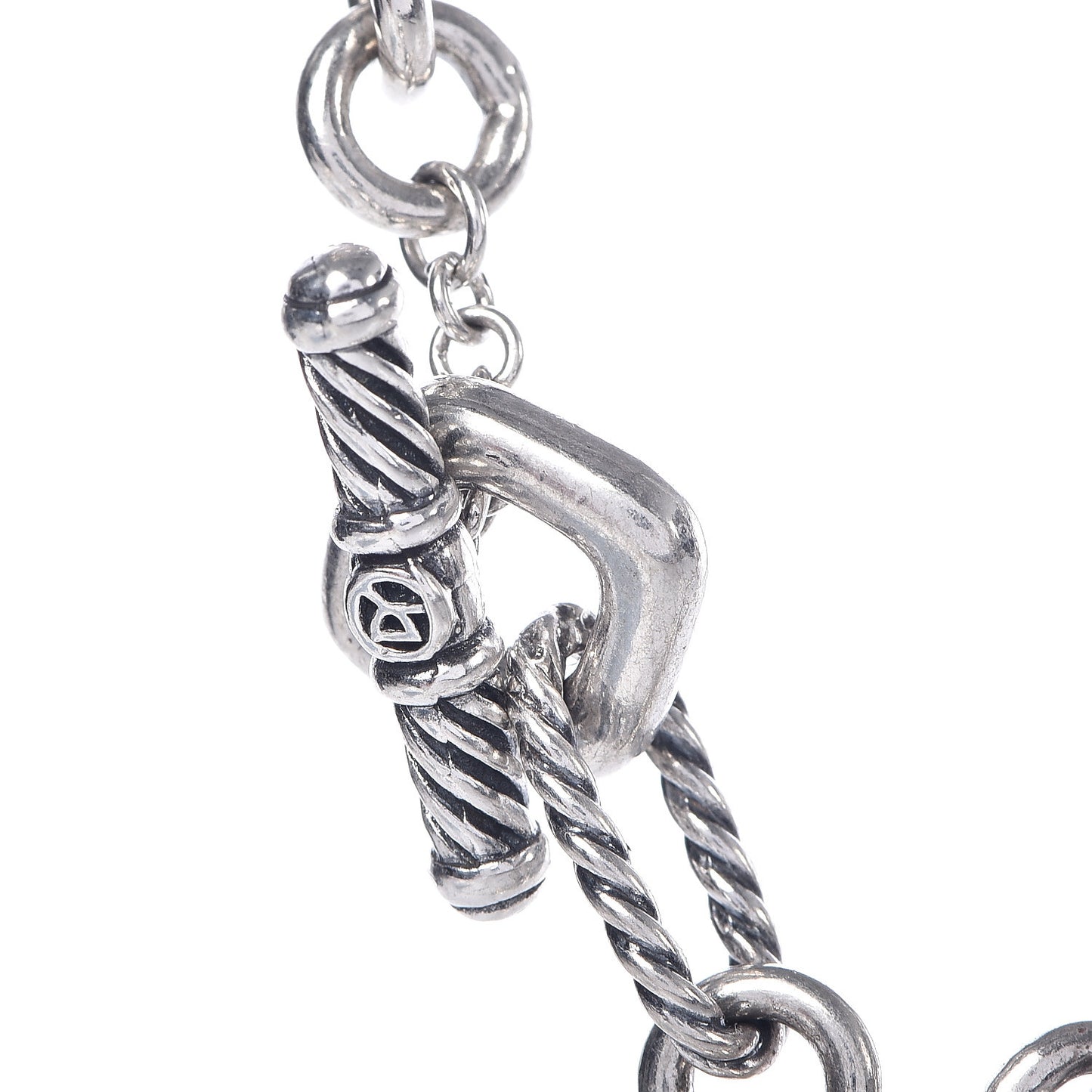 Sterling Silver 18K Yellow Gold Cable Heart Figaro Necklace