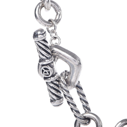 David Yurman Sterling Silver 18K Yellow Gold Cable Heart Figaro Necklace 4 of 5