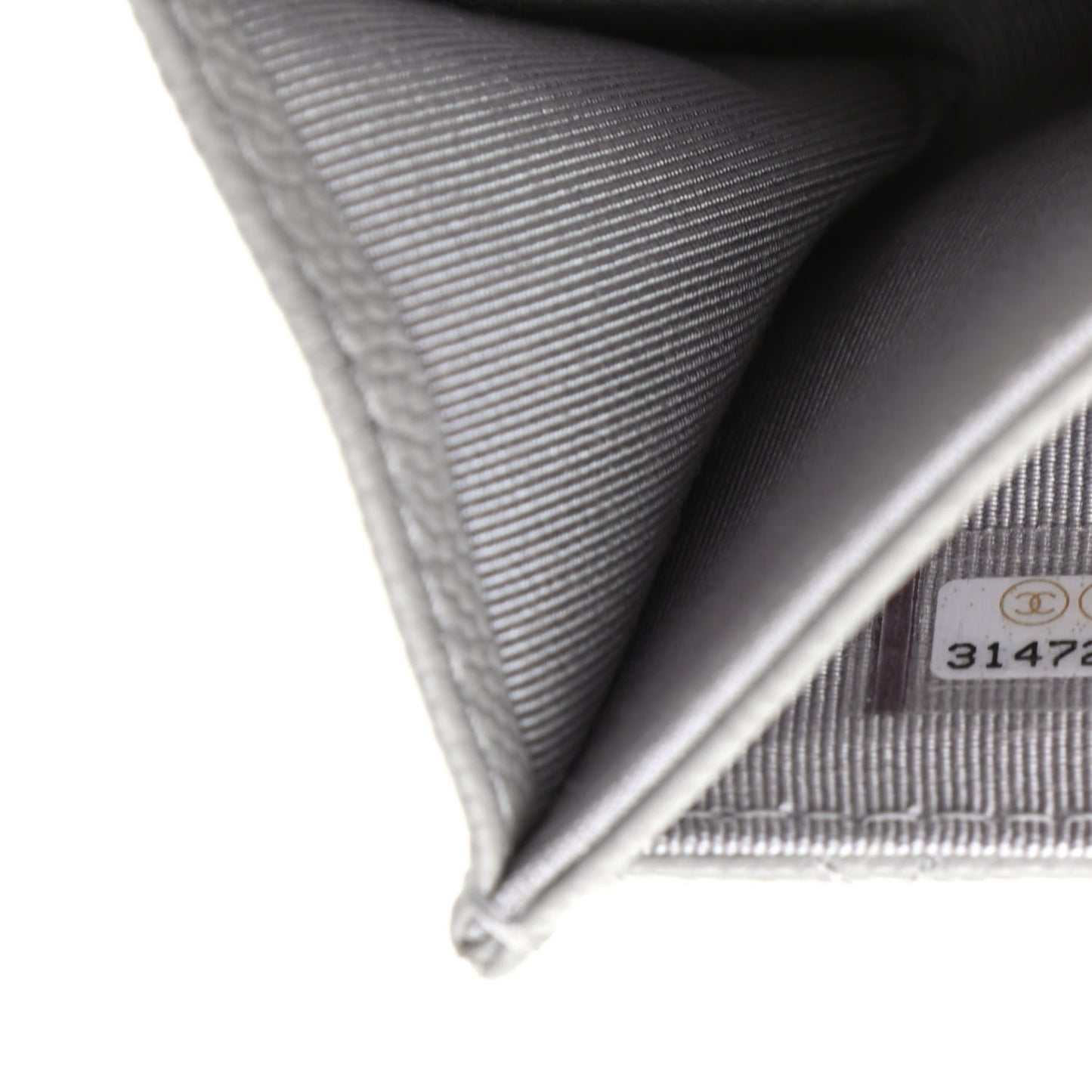 Caviar Quilted Flap Card Holder Wallet Grey