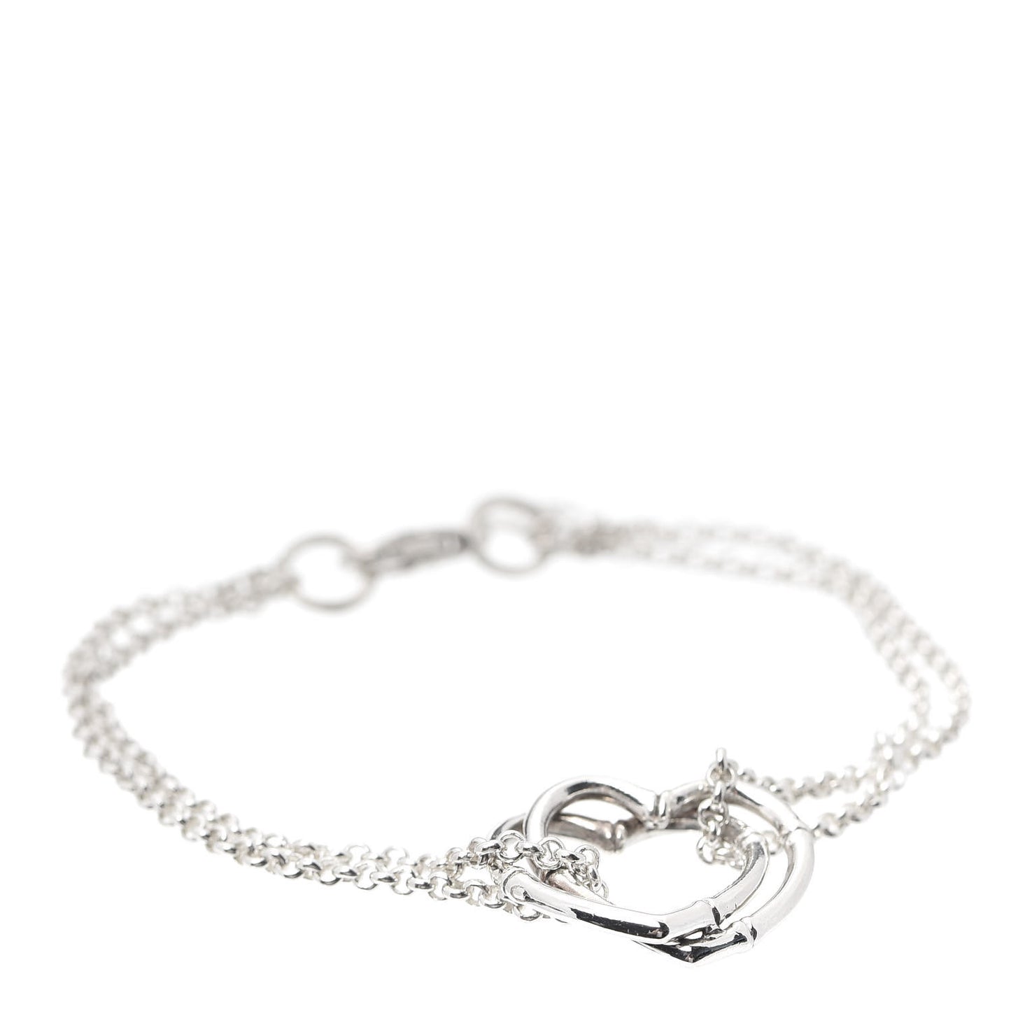 Sterling Silver Bamboo Interlocking Hearts Bracelet
