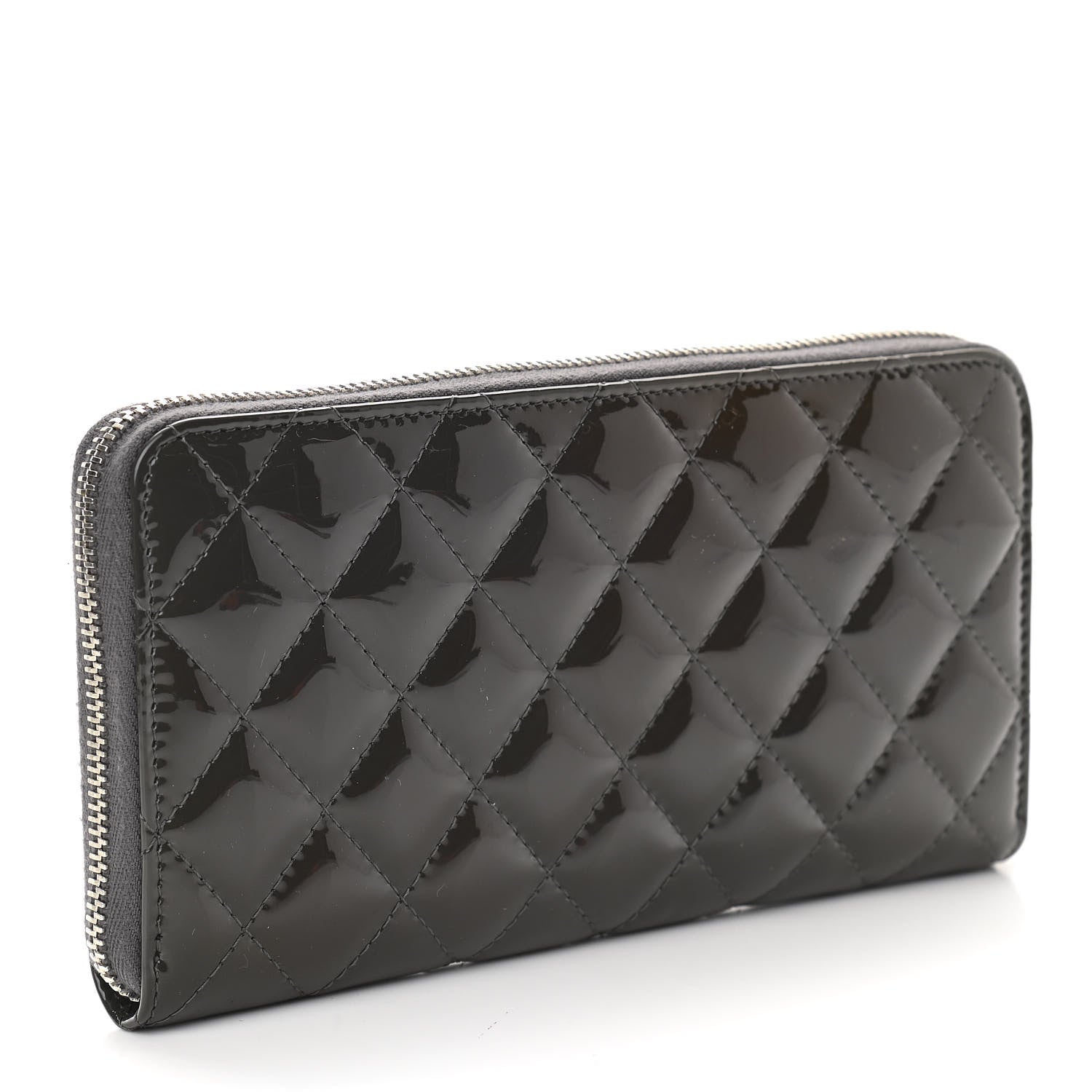 Chanel Patent Calfskin Zip Around Wallet Dark Grey 3 of 11