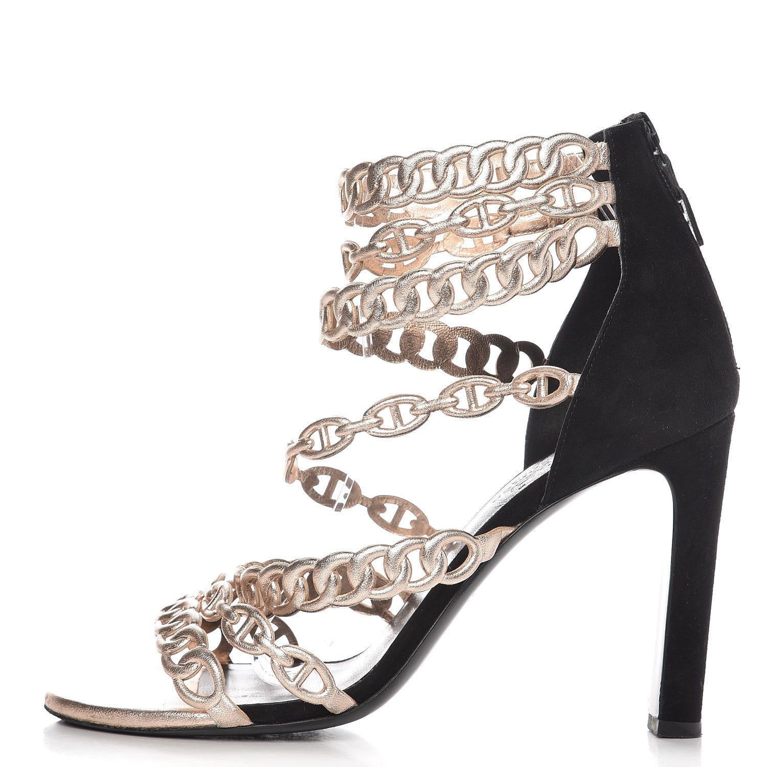 Hermes Nappa Chaine d'Ancre Sandal Pump 39 Gold Black 1 of 7