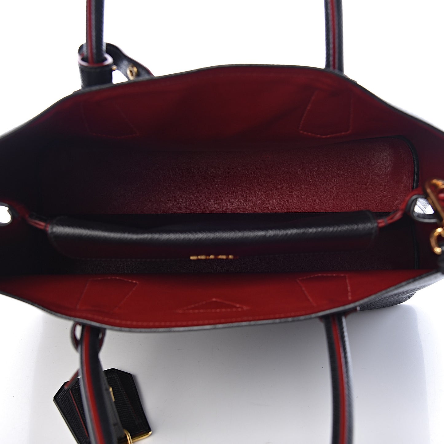 Saffiano Cuir Medium Double Bag Black Fuoco