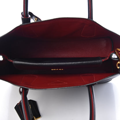 Prada Saffiano Cuir Medium Double Bag Black Fuoco 5 of 13