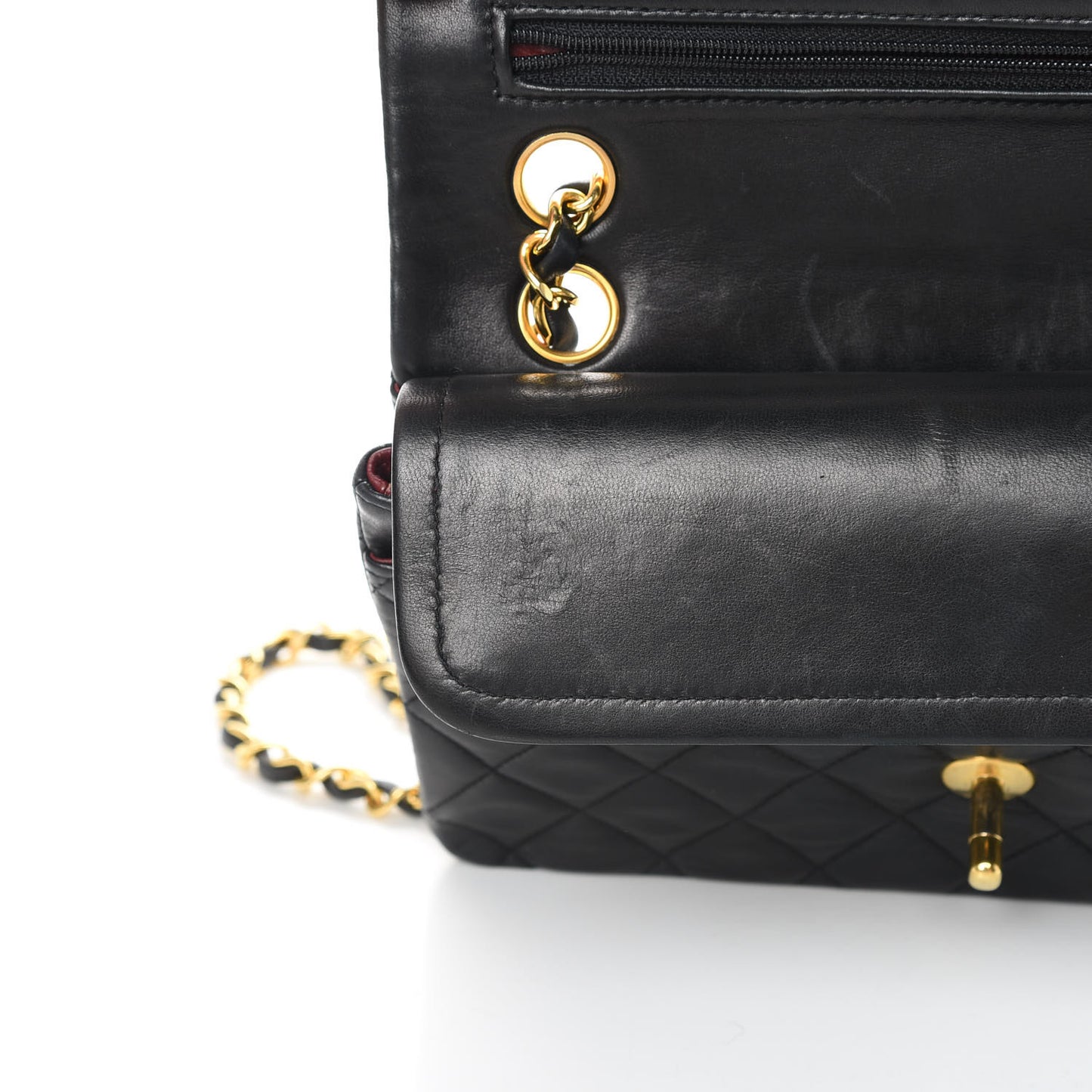 Lambskin Quilted Small Double Flap Black