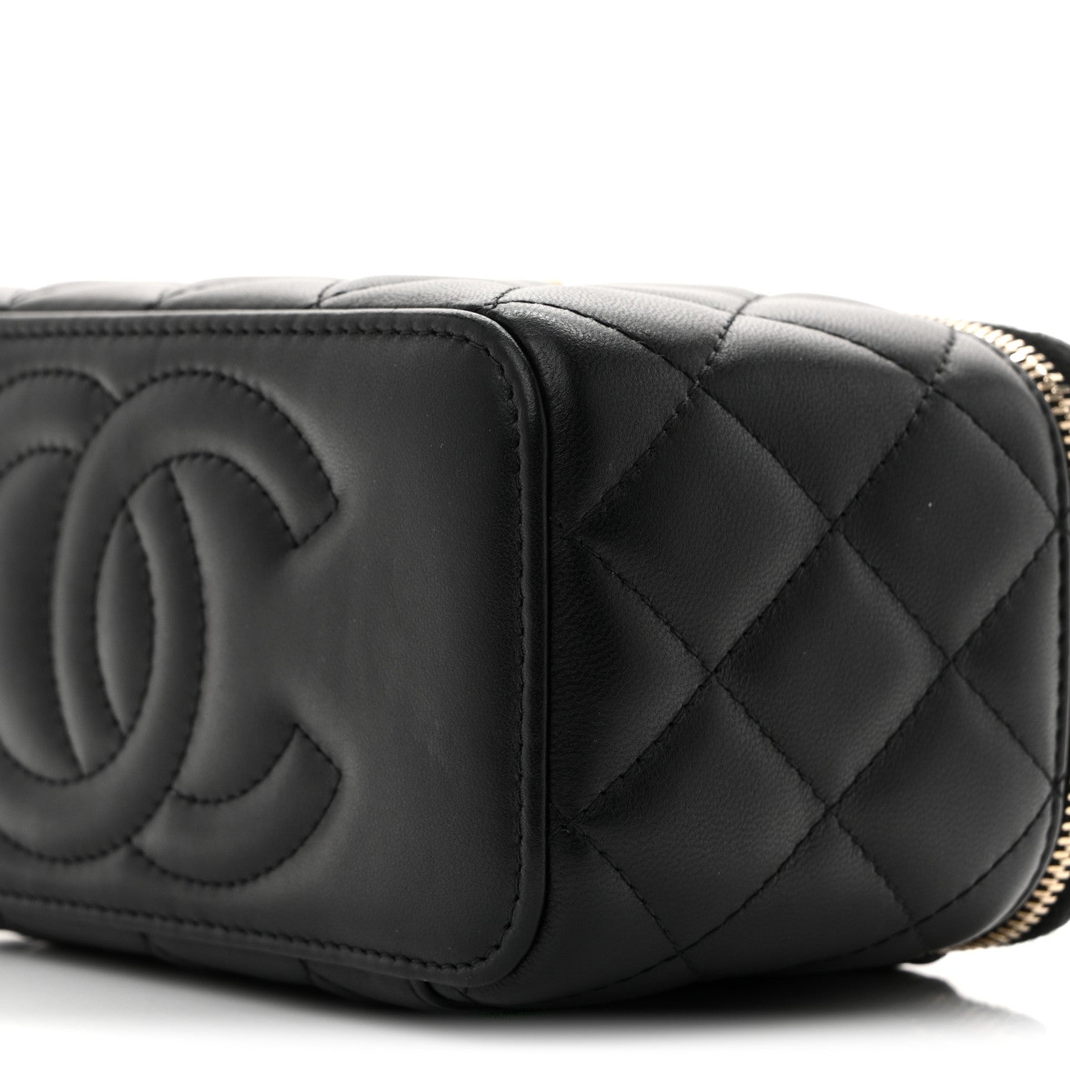 Chanel Lambskin Quilted Pearl Crush Small Vanity Case With Chain Black 10 of 11