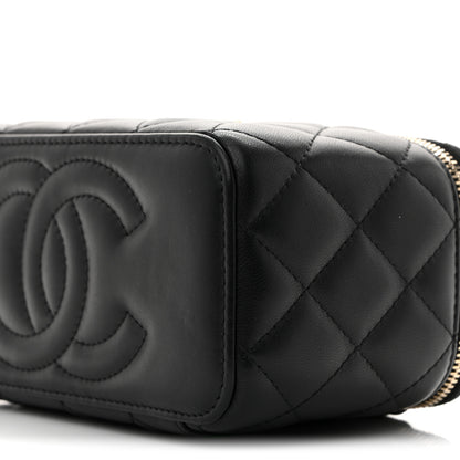 Chanel Lambskin Quilted Pearl Crush Small Vanity Case With Chain Black 10 of 11