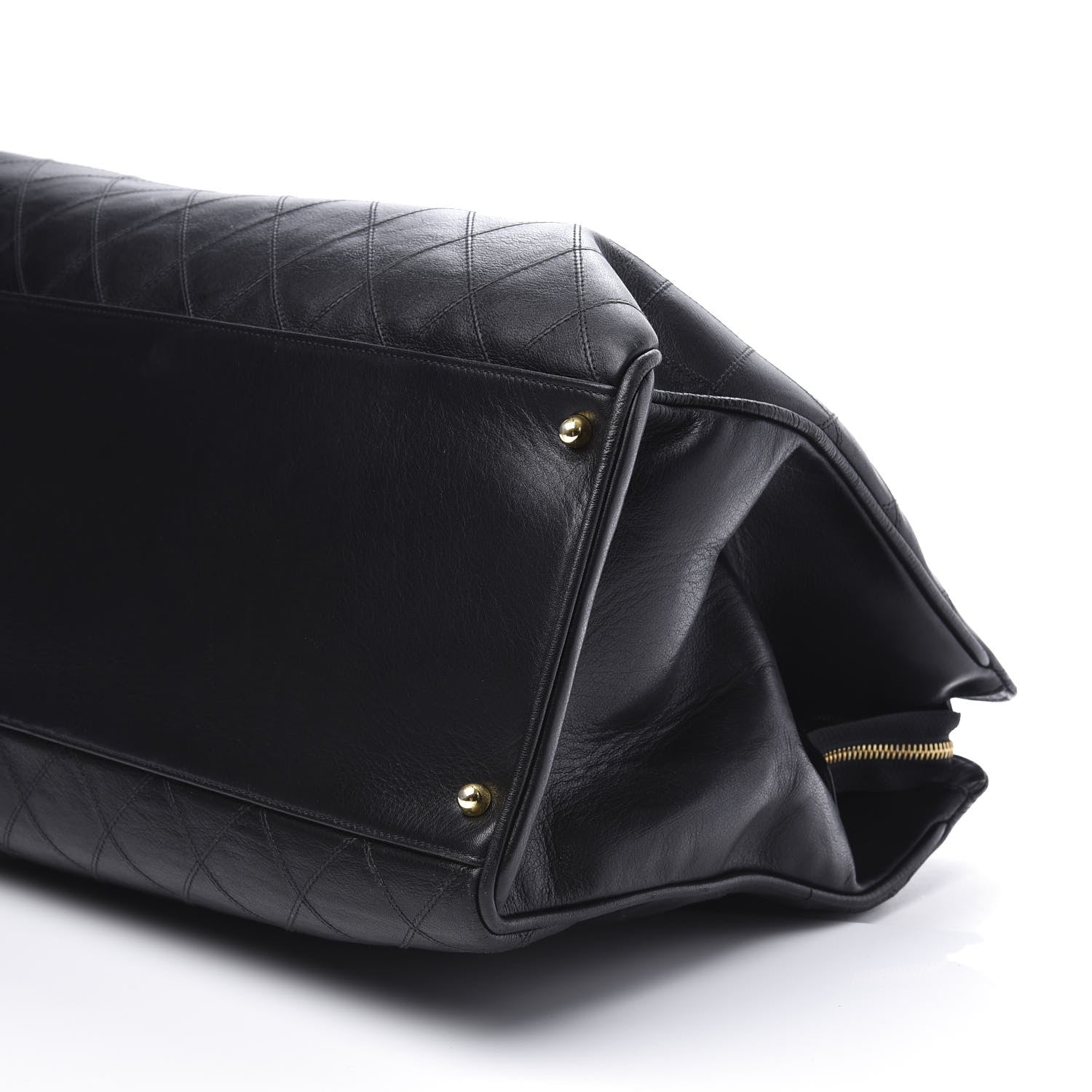 Chanel Calfskin Stitched XL Weekender Black 8 of 10