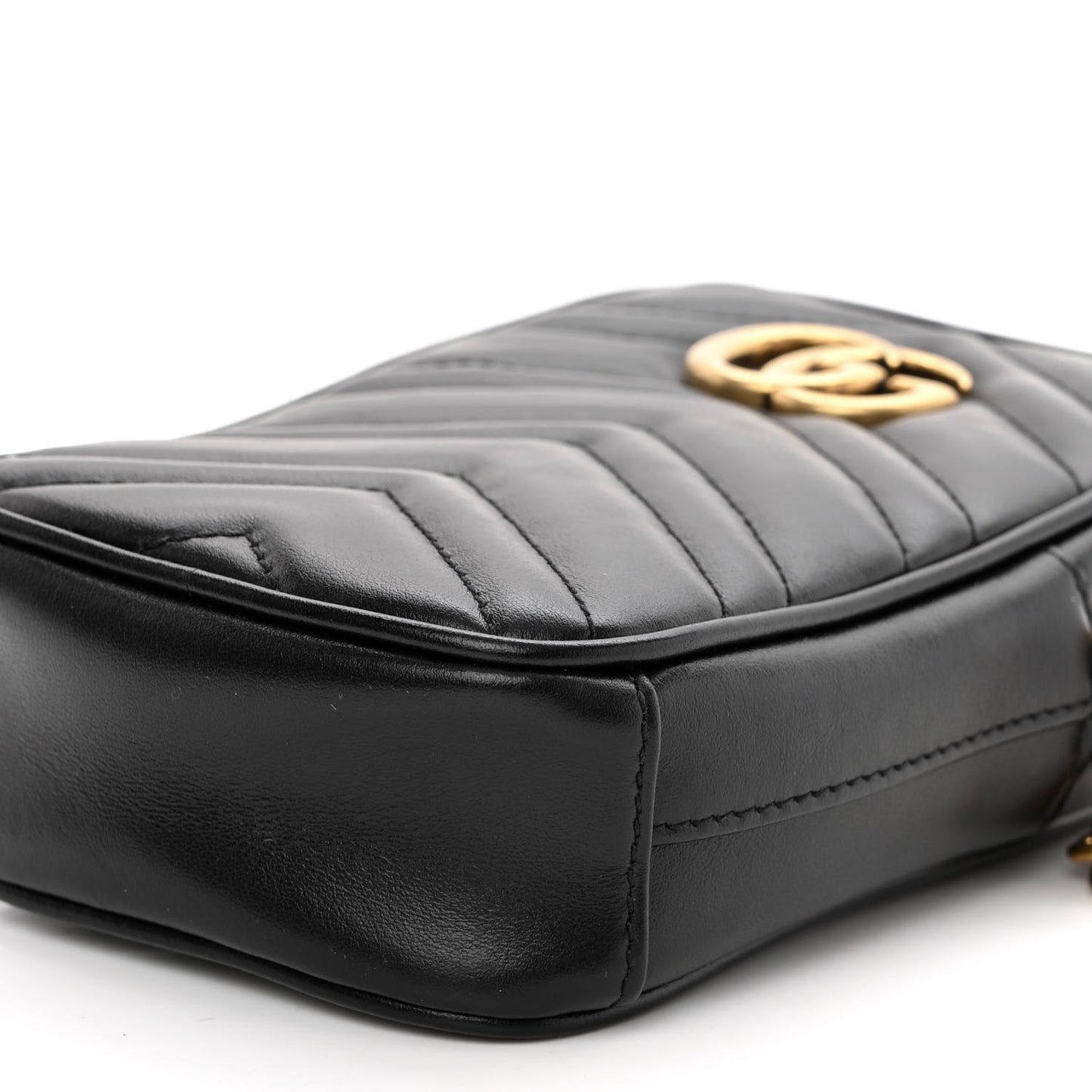 Calfskin Matelasse Mini GG Marmont Crossbody Bag Black