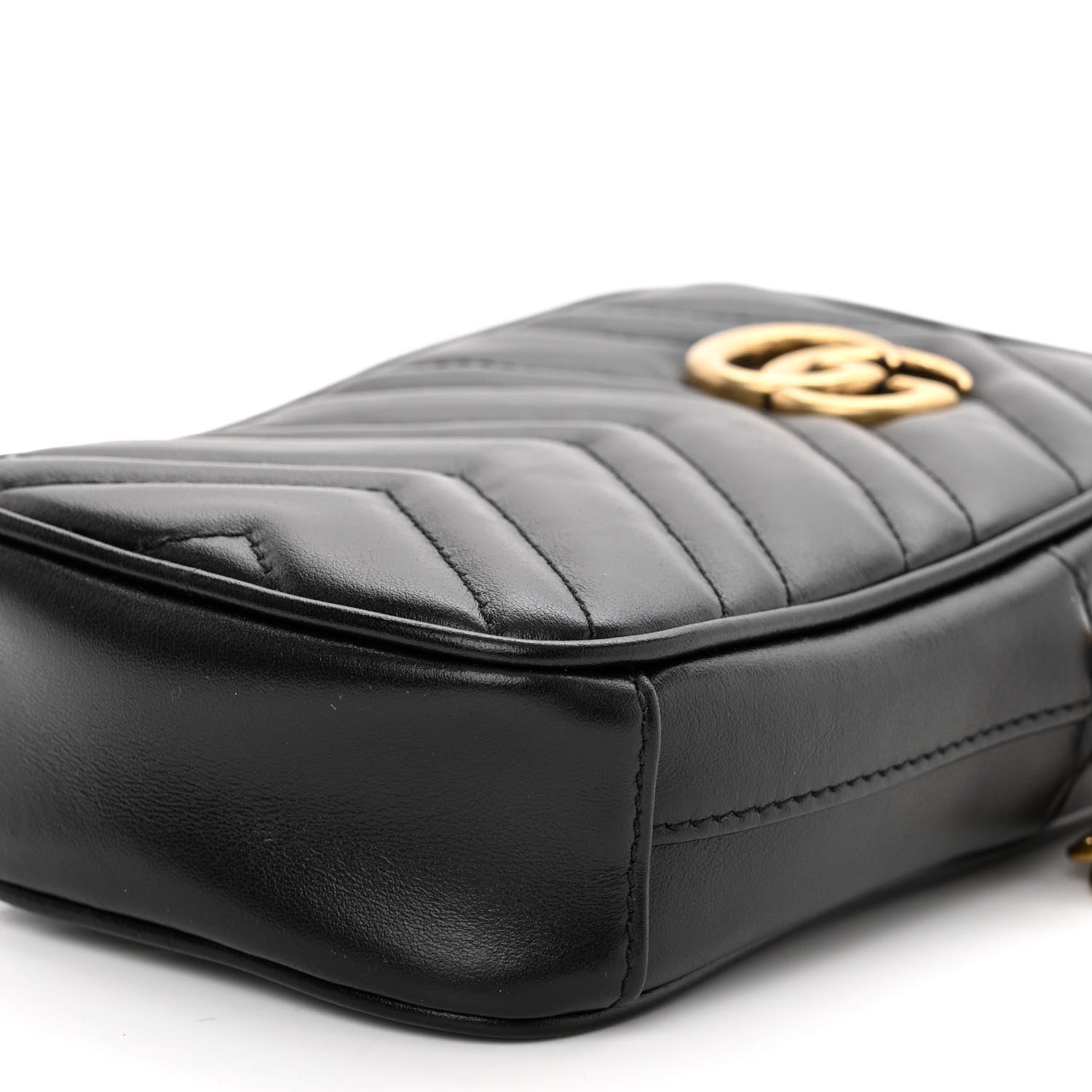 Gucci Calfskin Matelasse Mini GG Marmont Crossbody Bag Black 9 of 9