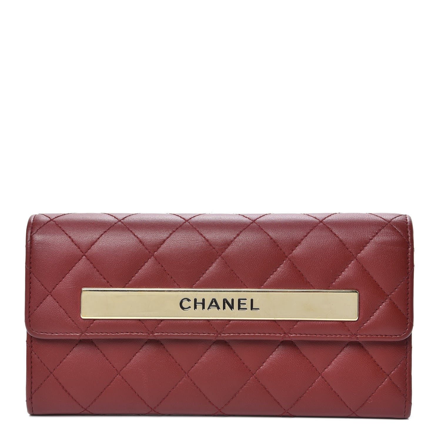 Chanel Lambskin Quilted Trendy CC Large Gusset Flap Wallet Dark Red 1 of 11