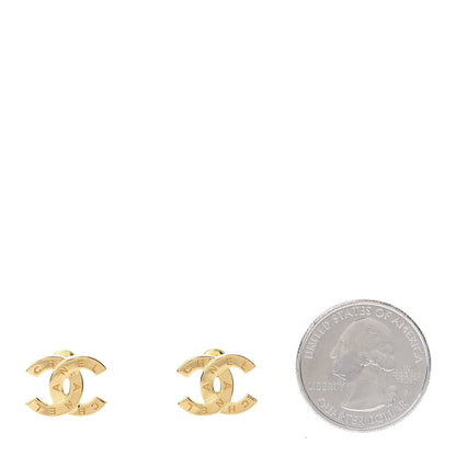 Chanel Metal CC Paris Button Stud Earrings Gold 2 of 5