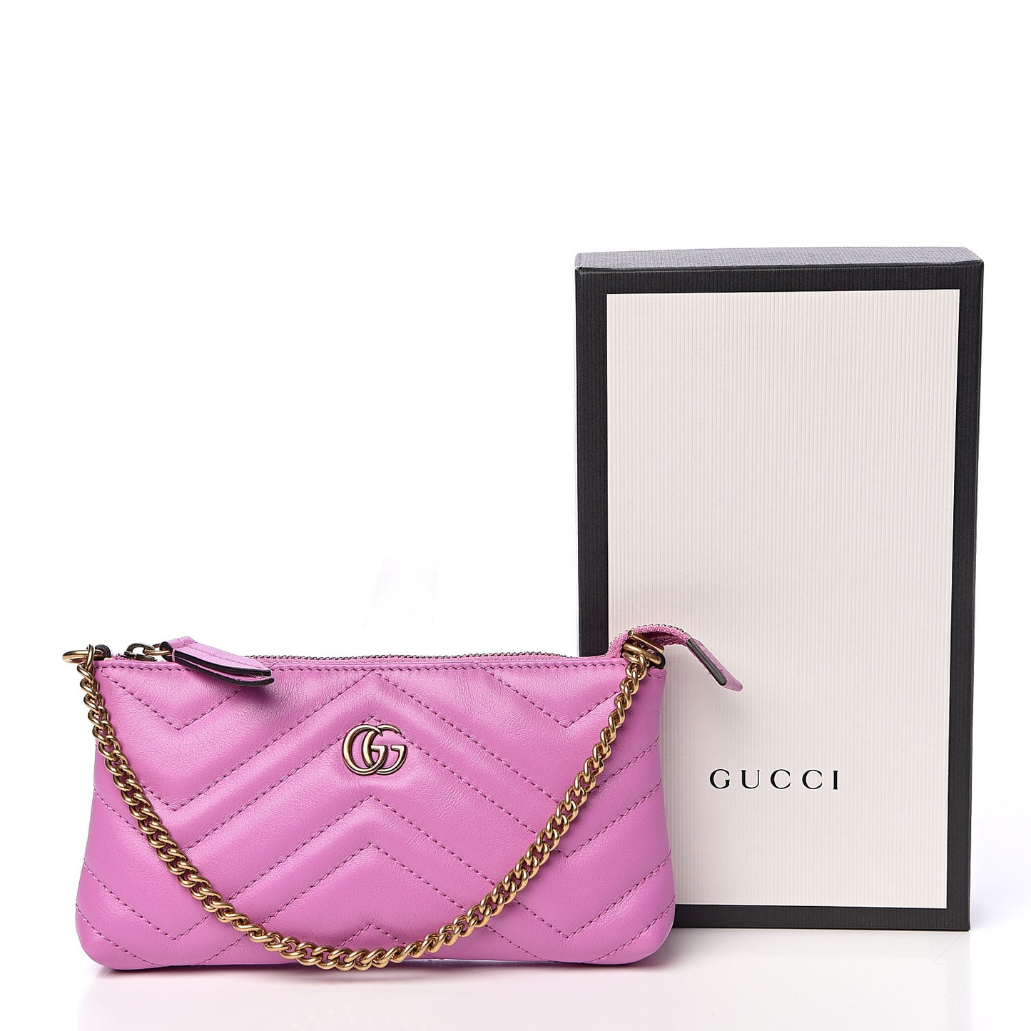 Calfskin Matelasse Mini GG Marmont Chain Bag Candy Mousse