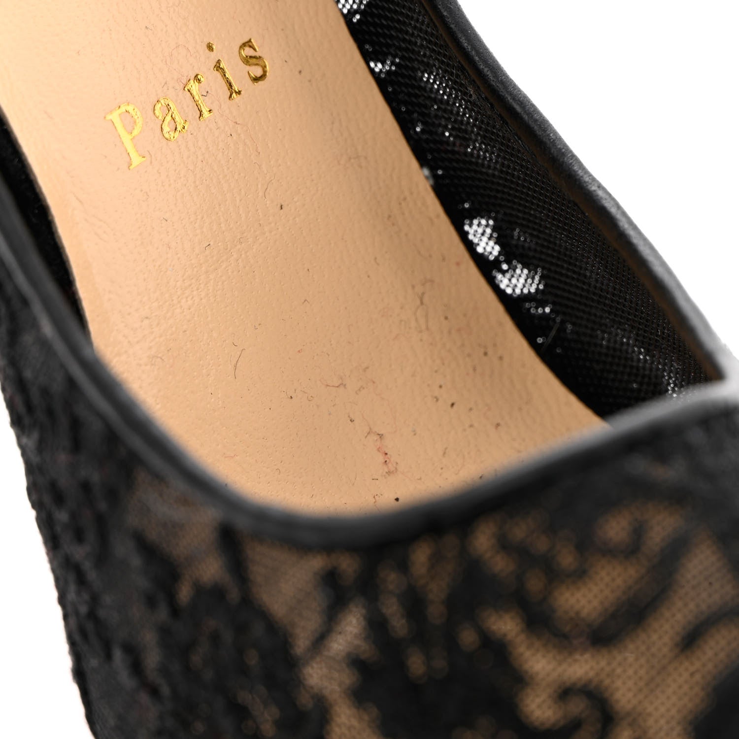 Christian Louboutin Veau Velours Florale Lace Follies 100 Pumps 40.5 Black 12 of 13