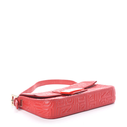 Fendi Nappa Logo Embossed Baguette Red 4 of 11