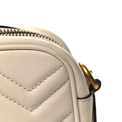 Gucci Calfskin Matelasse Mini GG Marmont Chain Shoulder Bag White 12 of 13