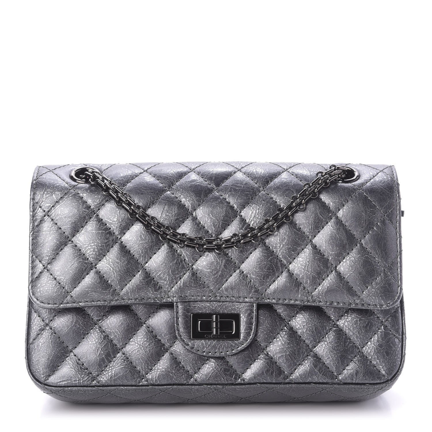 Chanel Metallic Aged Calfskin Quilted 2.55 Reissue 225 Flap Charcoal 1 of 9