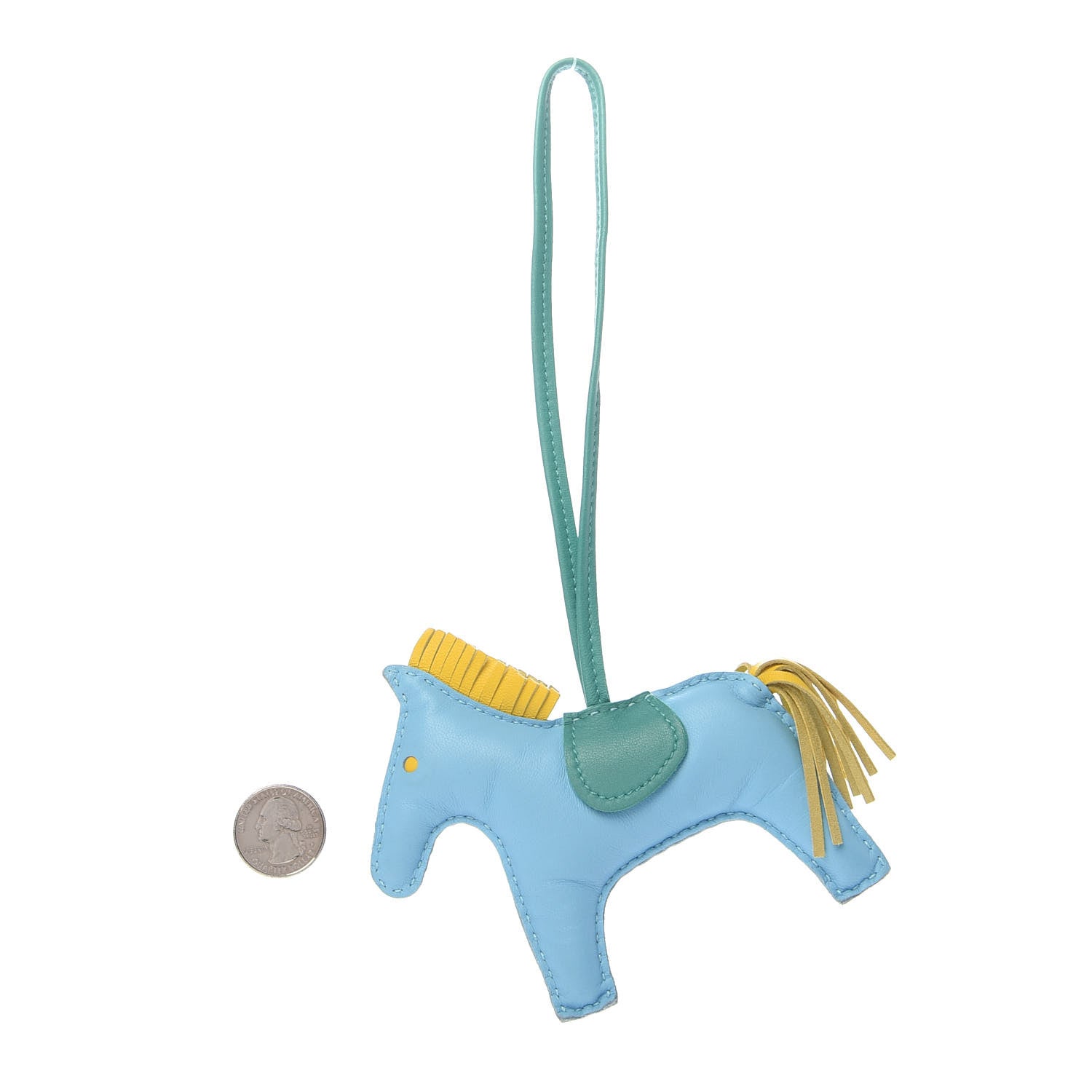 Hermes Milo Lambskin Grigri Rodeo Horse Bag Charm MM Celeste Jaune de Naples Vert Verone 2 of 5