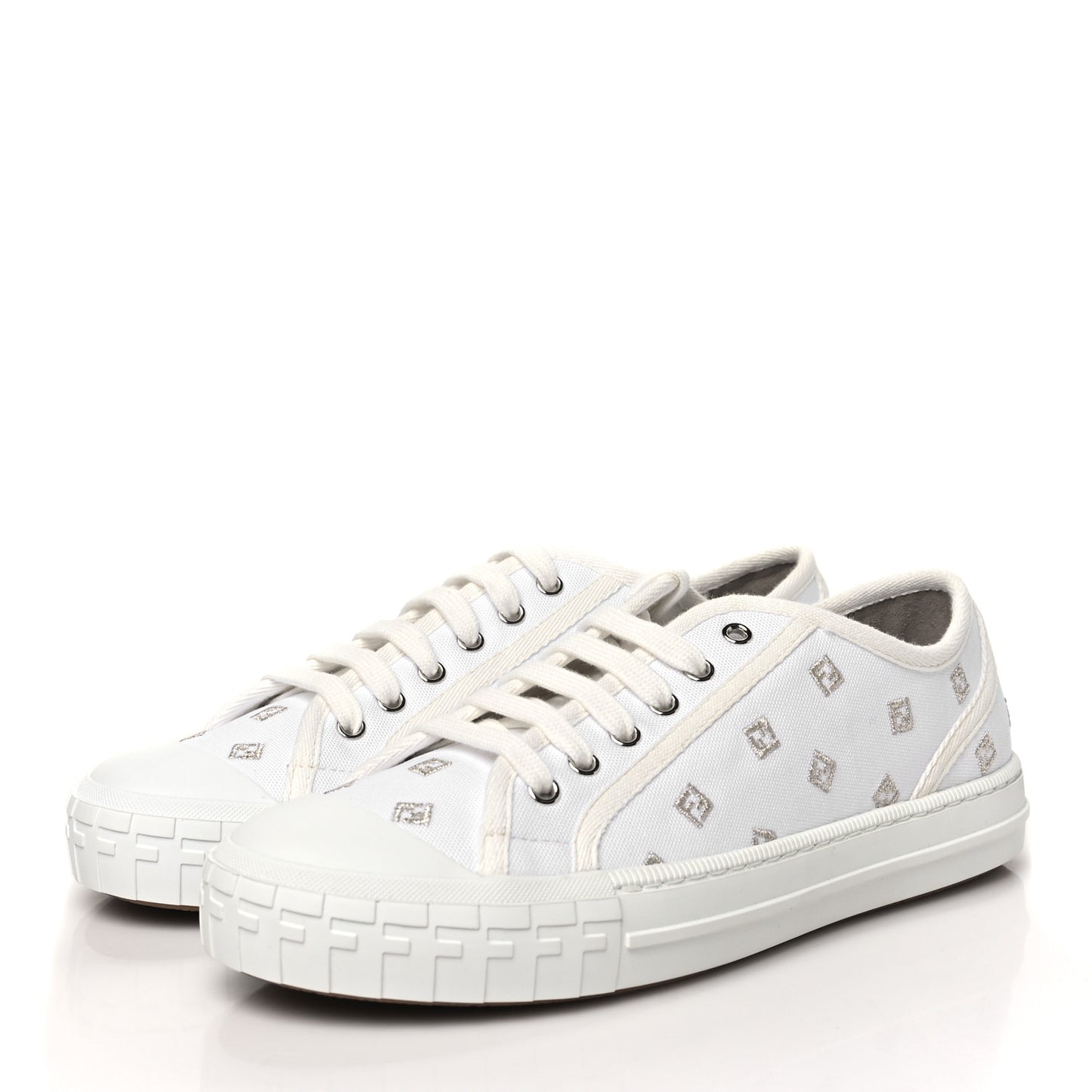 Canvas Lurex FF Womens Domino Low Top Sneakers 39 White